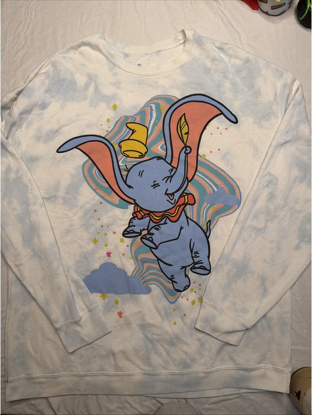 Disney Light Blue Tie Dye Dumbo Crew Neck XXL Long Sleeve Sweatshirt  377